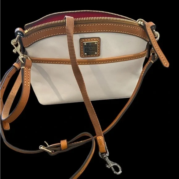 Dooney & Bourke white Italian leather crossbody with tan trim - like new - Picture 8 of 13